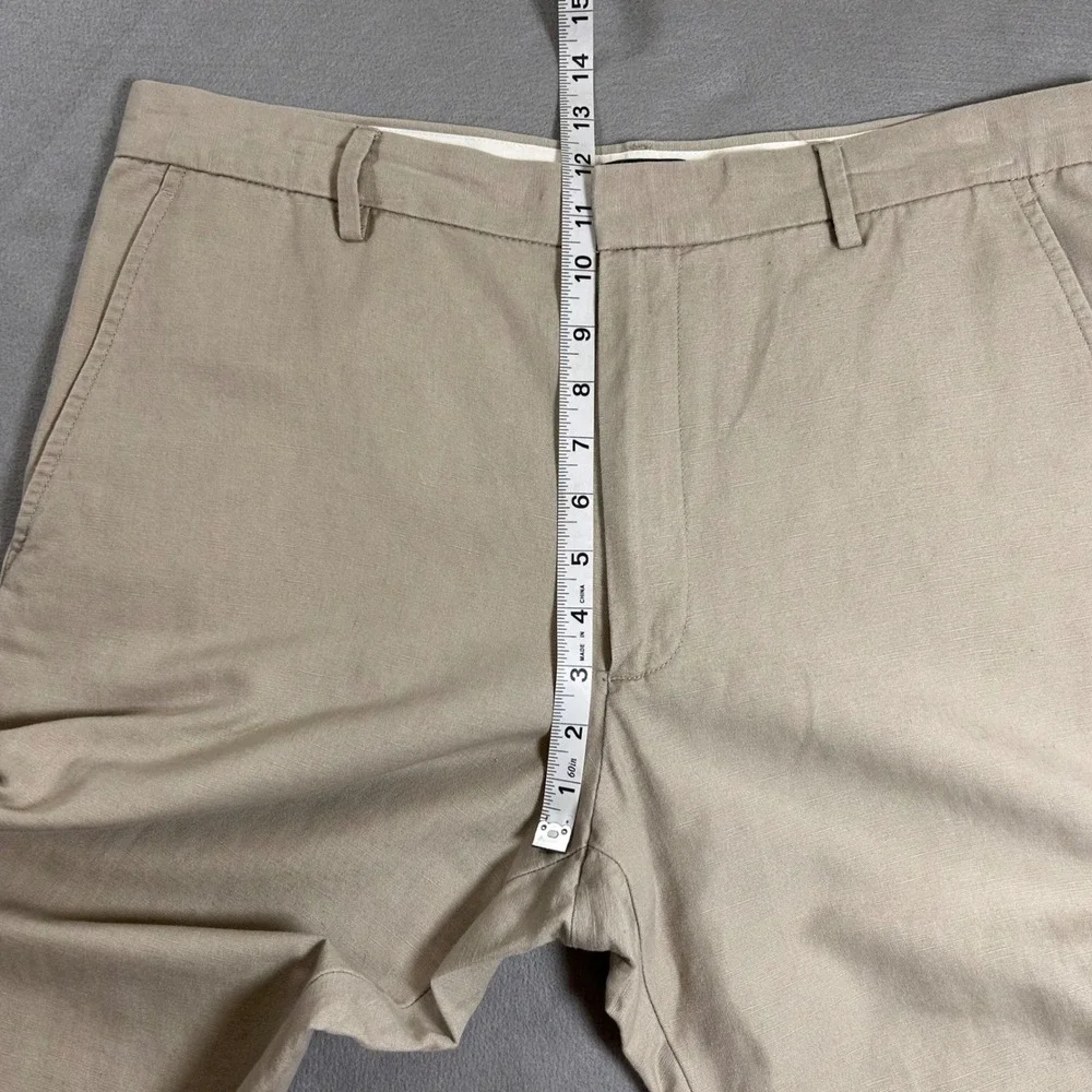 Banana Republic Mens Khaki Tan Linen Cotton Blend Straight Leg Pants 35x34 SPR07